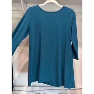 Clara Sun Woo Women's Scoop NeckSlinky Soft 3/4 Sleeve Blue Size Small